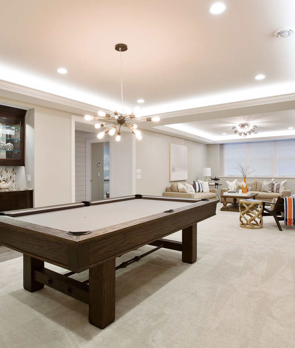 Finished basement with pool table